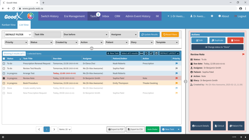 Image 5 - List View with sidebar open