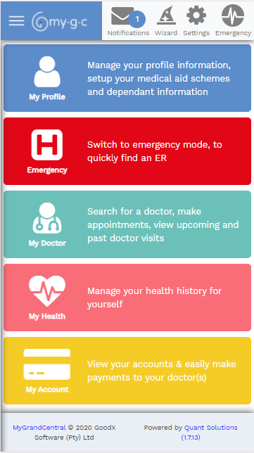 Old app, mobile: Dashboard