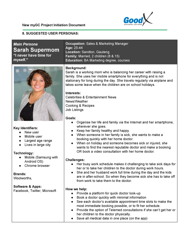 Persona 1: One of three personas built from Google Analytics data