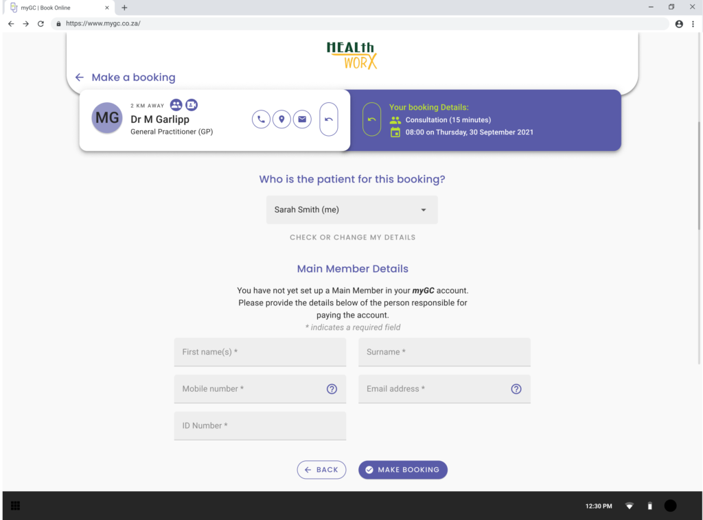 Step 3: confirm or add the main member's details