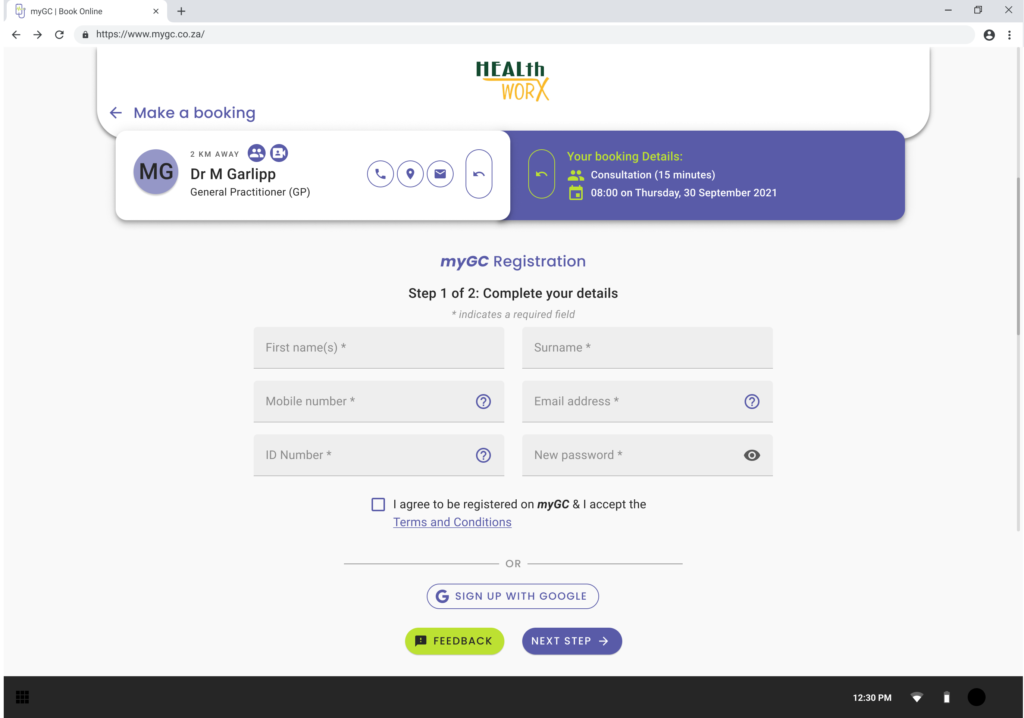 Creating an account without leaving the booking flow