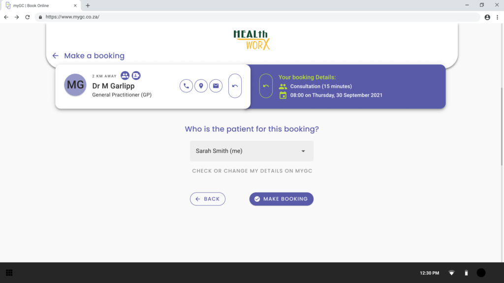 Step 2: is the current user the patient, or booking for someone else?